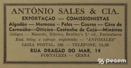 1946 - Propaganda da Antonio Sales e Cia no Almanaque do Ceará.