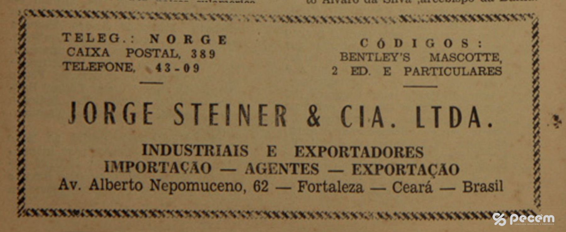 1953 - Propaganda da Sociedade Exportadora que adquiria itens para exportação - Almanaque do Ceará