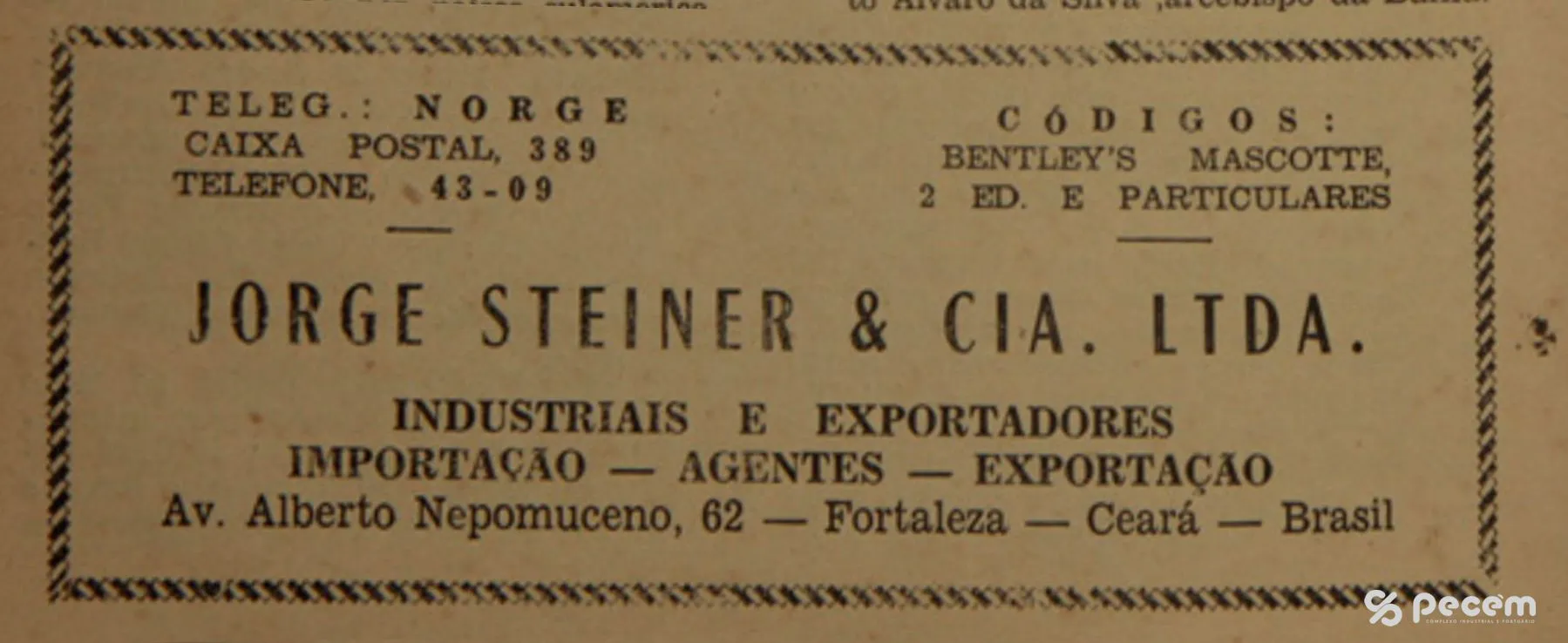 1953 - Propaganda da Sociedade Exportadora que adquiria itens para exportação - Almanaque do Ceará