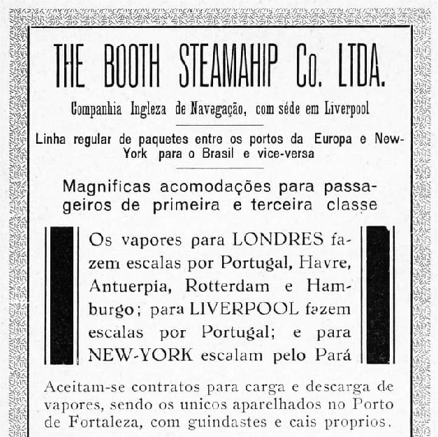 1920 - Propaganda da companhia Booth Limited, escritório de Fortaleza