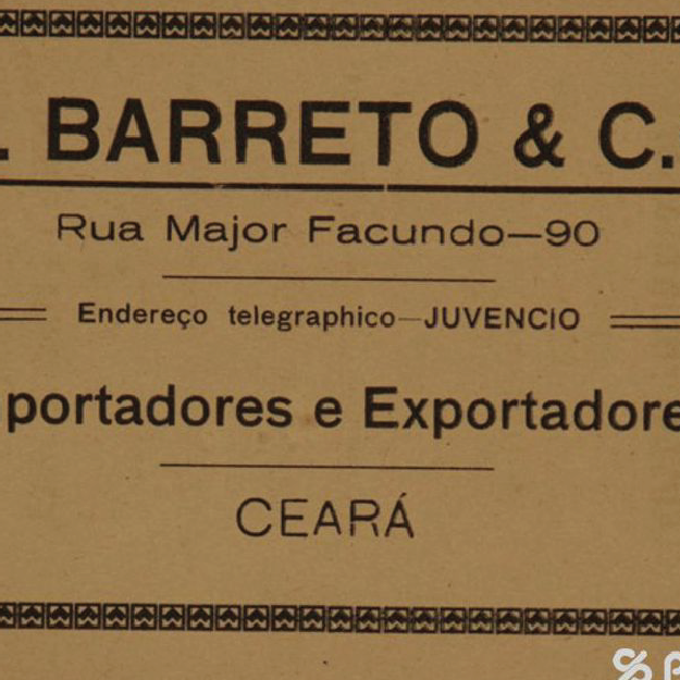 1920 - Propaganda da empresa J Barreto de importação e exportação no Almanaque do Ceará.