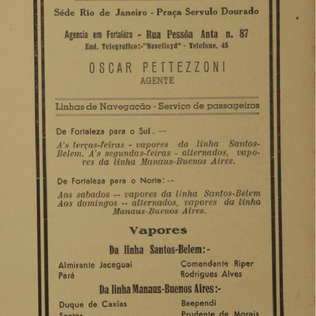 1938 - Propaganda do Loyd Brasileiro, agência de Fortaleza no Almanaque do Ceará