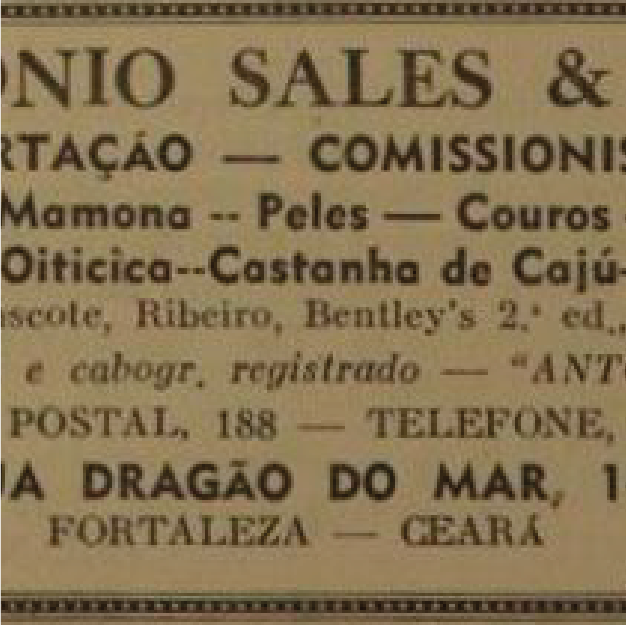 1946 - Propaganda da Antonio Sales e Cia no Almanaque do Ceará.