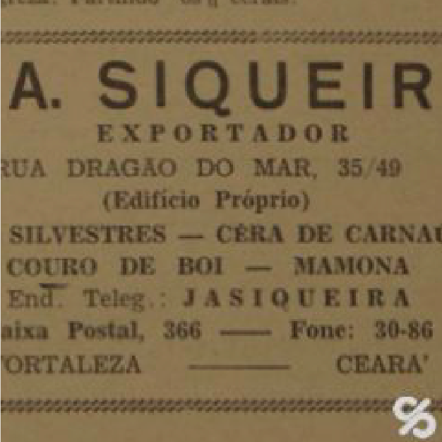 1951 - Propaganda de J. A. SIQUEIRA no Almanaque do Ceará.