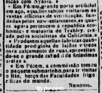 1895 - Jornal A República com referência ao Porto do Pecém, com estrutura em aço e indústria local